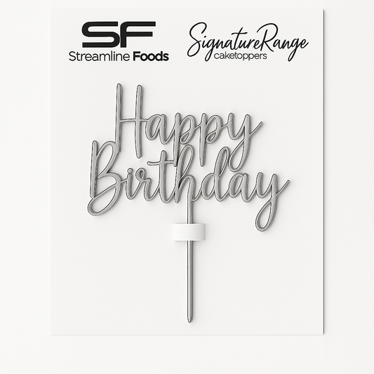 Happy Birthday Script Silver