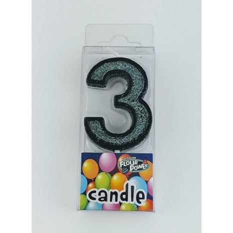 #3 Mini Number Candle - Black (12pcs)