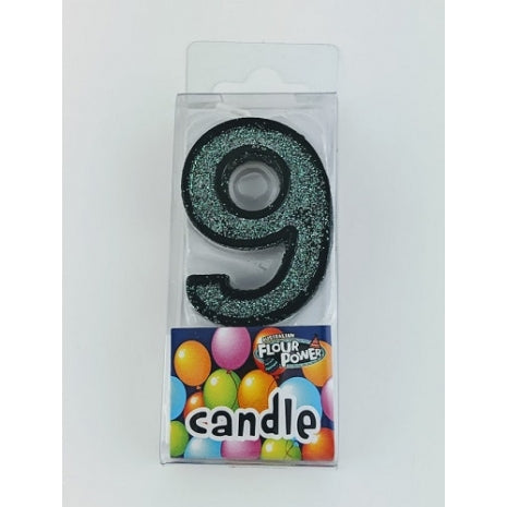 #9 Mini Number Candle- Black (12pcs)