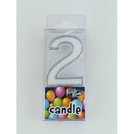 #2 Mini Number Candle - Silver (12pcs)