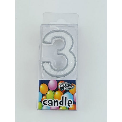 #3 Mini Number Candle - Silver (12pcs)