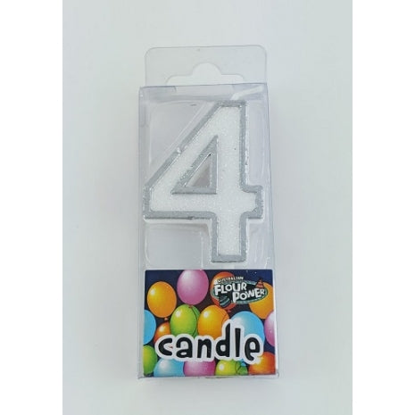 #4 Mini Number Candle - Silver (12pcs)