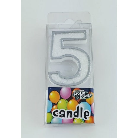 #5 Mini Number Candle- Silver (12pcs)