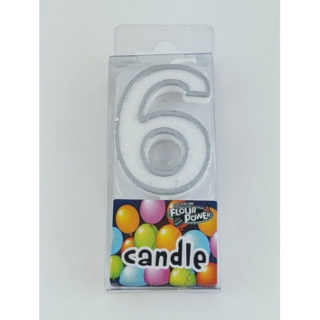 #6 Mini Number Candle - Silver (12pcs)