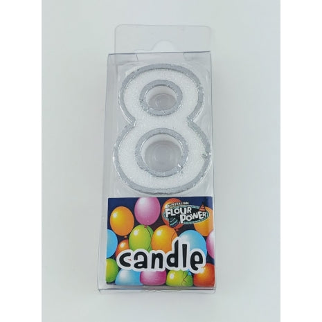 #8 Mini Number Candle - Silver (12pcs)