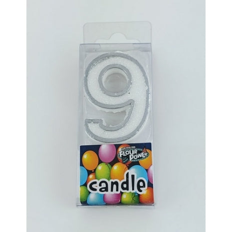 #9 Mini Number Candle - Silver (12pcs)