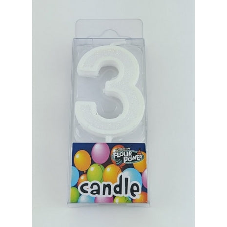 #3 Mini Number Candle - White (12pcs)