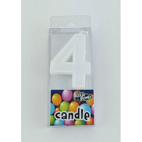 #4 Mini Number Candle - White (12pcs)