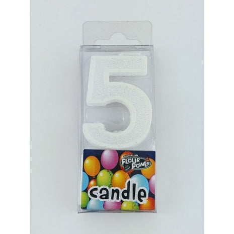 #5 Mini Number Candle  - White (12pcs)