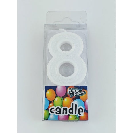 #8 Mini Number Candle - White (12pcs)