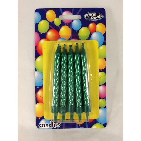Large Spiral Candle - Metallic Green (Single Packet)