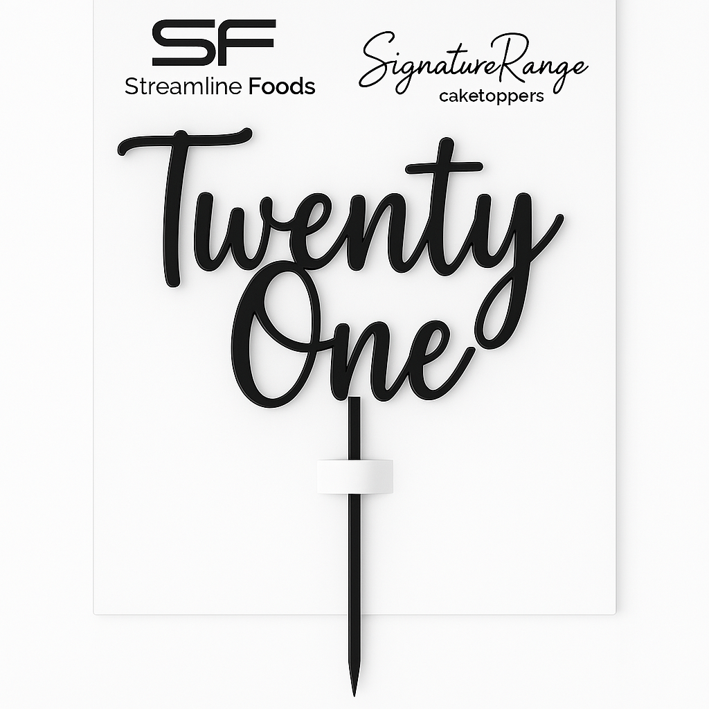 Twenty-One Script Black – Streamline Foods