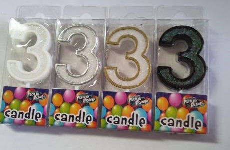 #3 Mini Number Candle - Metallic Range (4C/4 Colour) (12pcs)