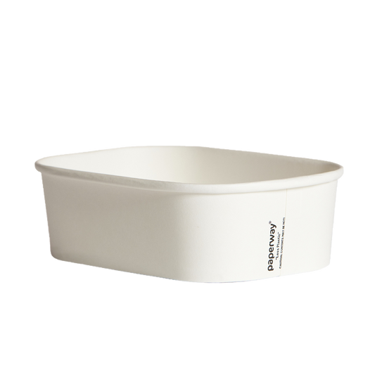 650ml Paperway® White & Kraft PP Rectangle Containers