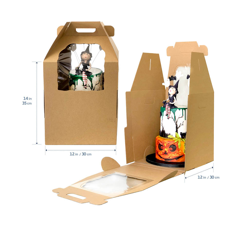 12x12x14 Cake Carry Box + Handle (Heavy Duty) (Top & Side Window)