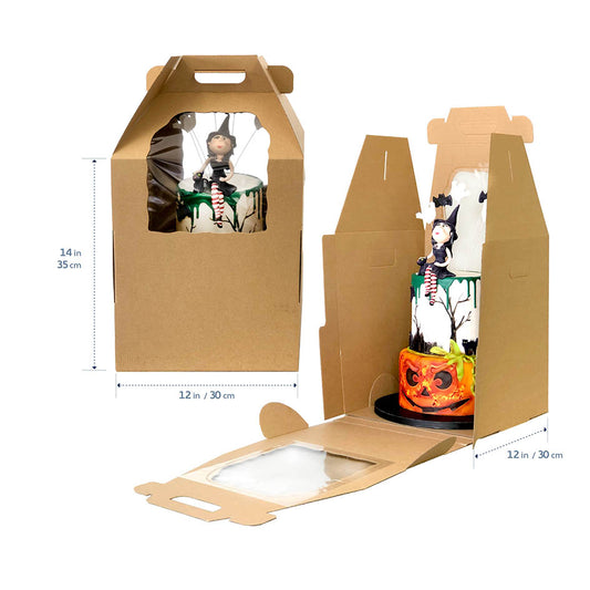 12x12x14 Cake Carry Box + Handle (Heavy Duty) (Top & Side Window)